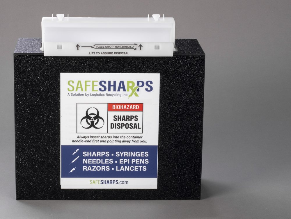 SAFESHARPS wall-mounted tamper-resistant sharps disposal container